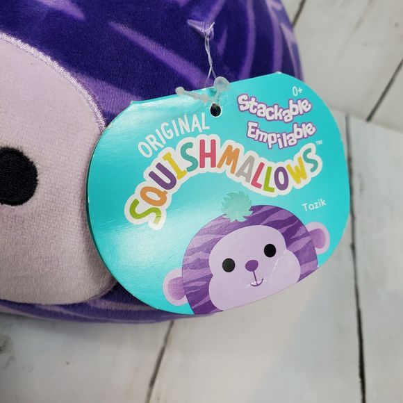 Squishmallow Stackable 8" Tazik the Purple Monkey Zebra Striped Pillow New - Picture 3 of 12